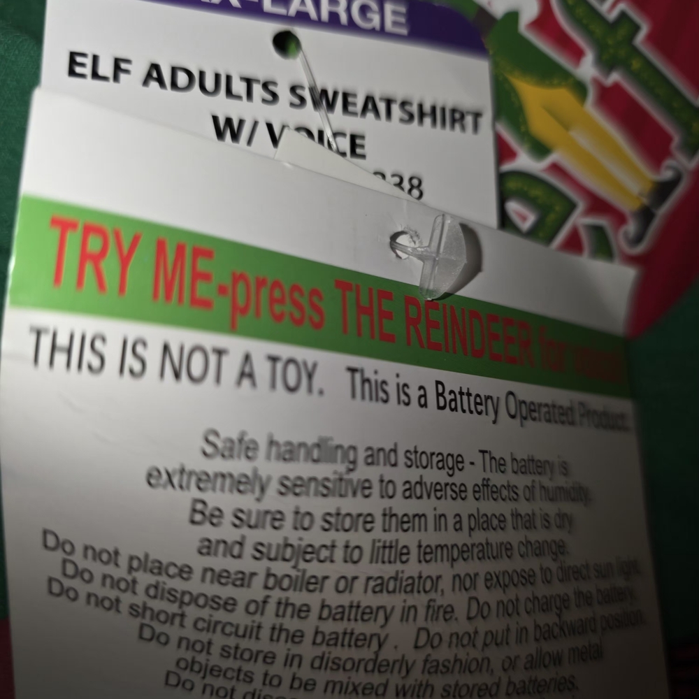 NWT Elf Talking Buddy Bright Green Holiday Crew Neck XXL Plus - Picture 4 of 5